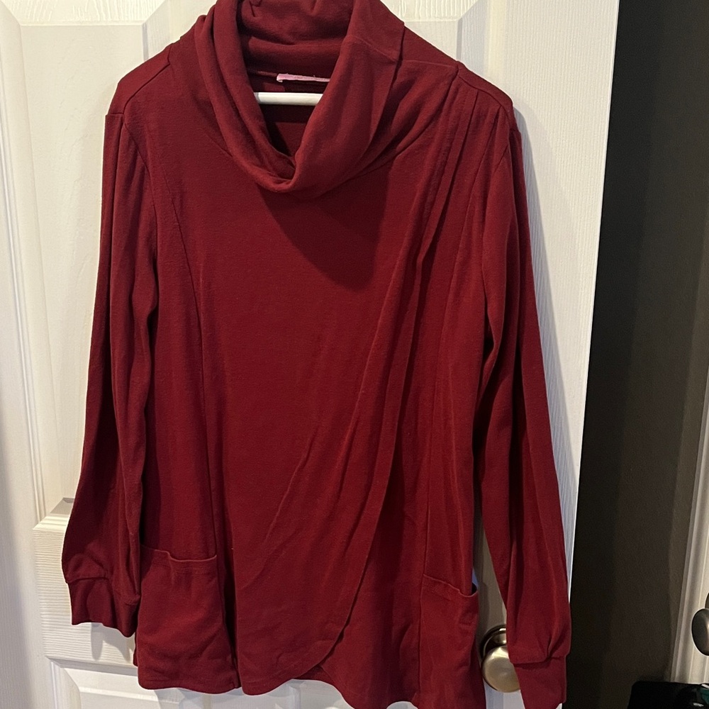 Women's Burgundy Cowl Neck Nursing Sweater